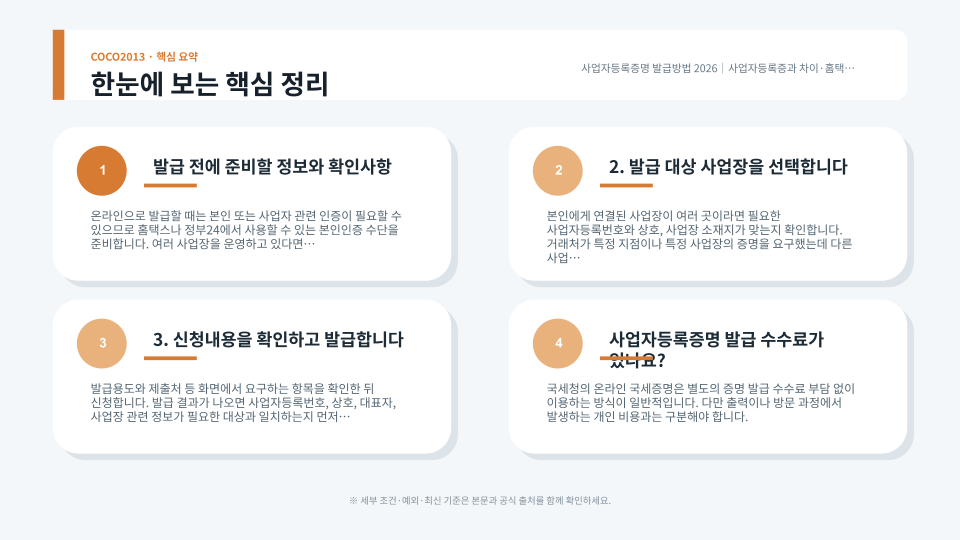 홈택스와 정부24에서 사업자등록증명을 신청하고 발급 내용을 확인하는 절차 이미지