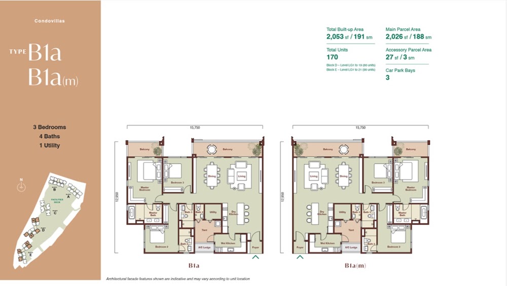 Zenia Damansara Condovilla - Type B1A (Upper) floor plan — 1794 sq ft, 4 bedrooms