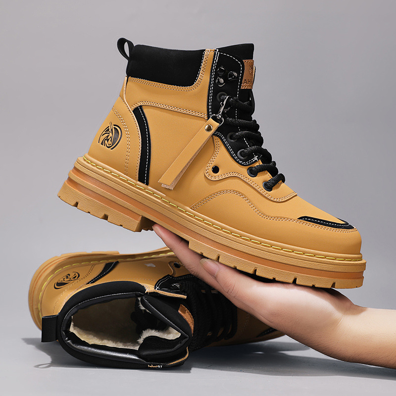 Men's Boots, High-Top, Leather, Vintage Style, Winter