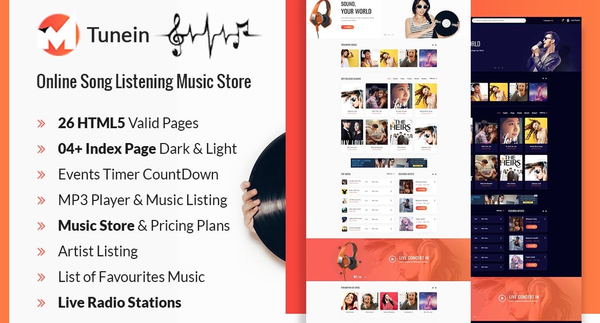 Tunein Online Music Store and Radio Station HTML Free Download – Envato Elements