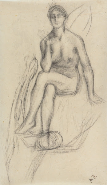 Etude de femme nue assise de face