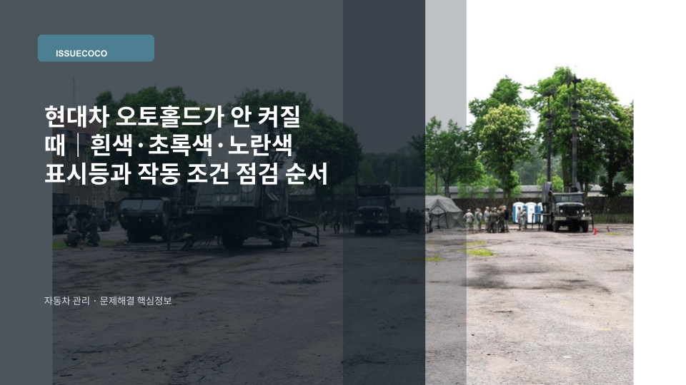 현대자동차에서 오토홀드가 작동하지 않아 AUTO HOLD 버튼과 계기판 표시등을 확인하는 상황