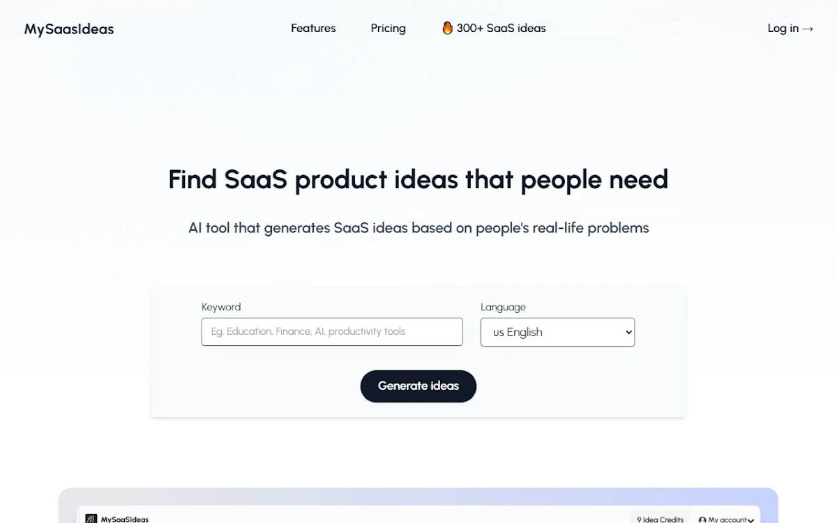 Captura de Painkiller SaaS ideas Generator