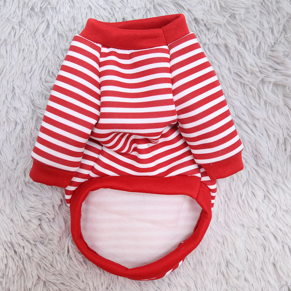 Fleece sweater for small dogs and cats with a striped pattern
