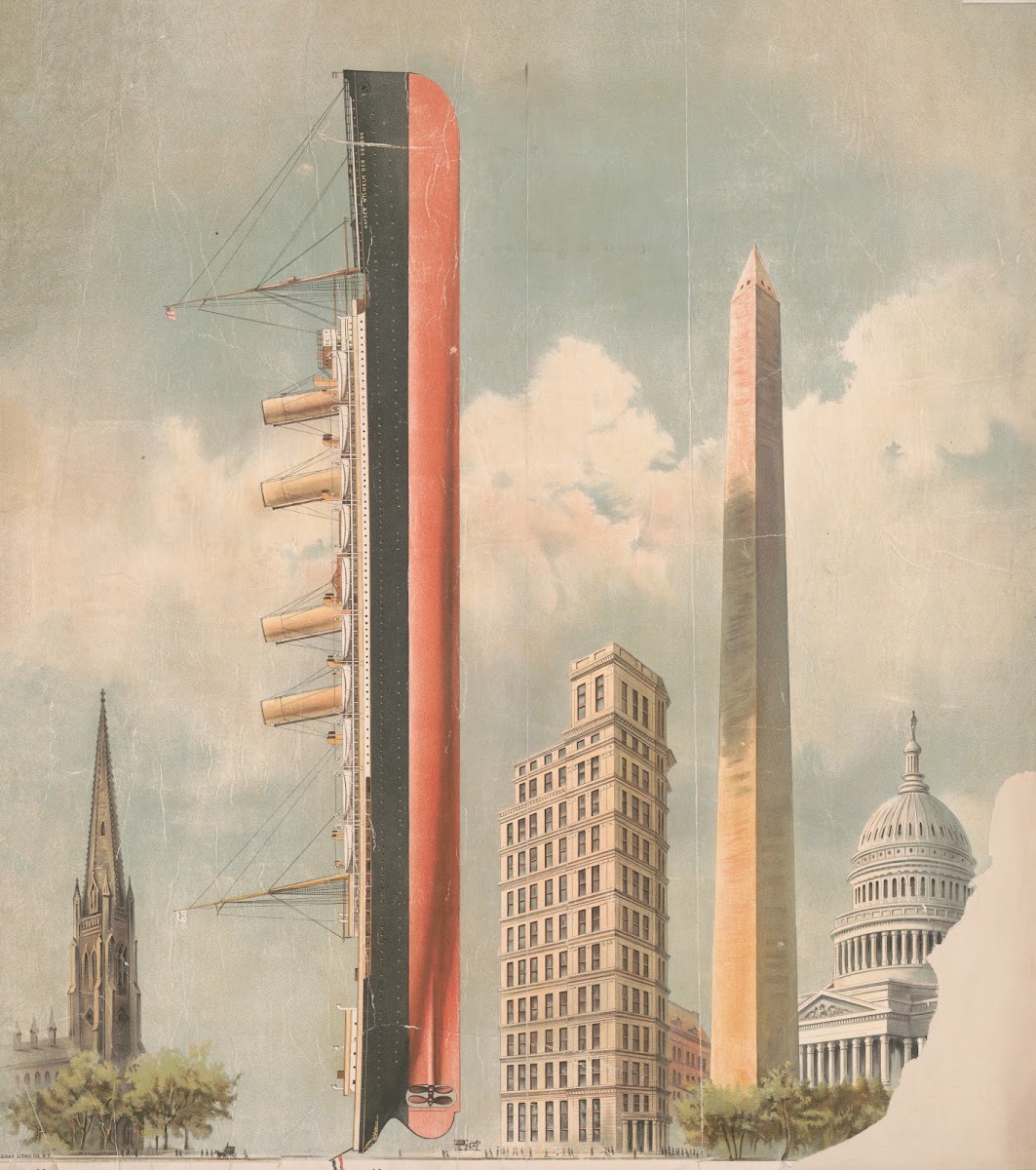 Size comparison of ocean liner Kaiser Wilhelm der Grosse to Trinity Church the S