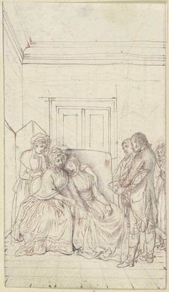 Clarissa sitzt ermattet zusammengesunken ca 1796