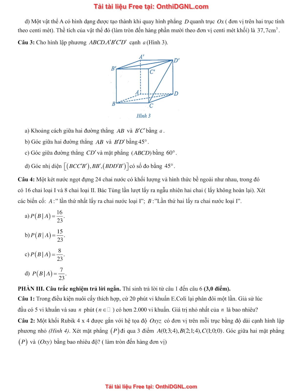 32 đề phát triển minh họa môn toán - có đáp án