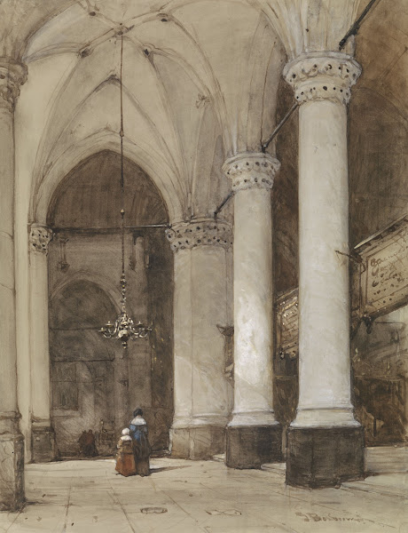 Southern aisle of the Great Church at The Hague c 1827   c 1891
