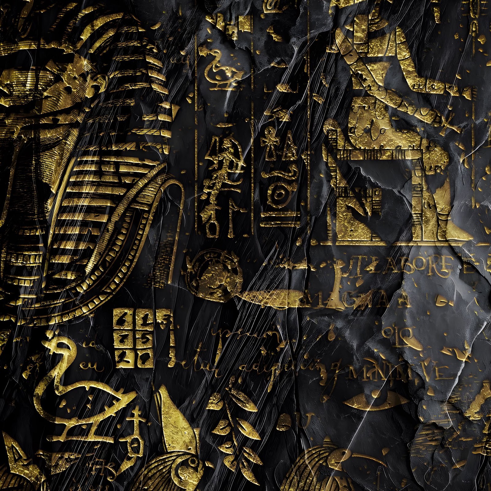 Download Egyptian Hieroglyphs, Ancient Egypt, Gold, Stone Carving 2K iPhone