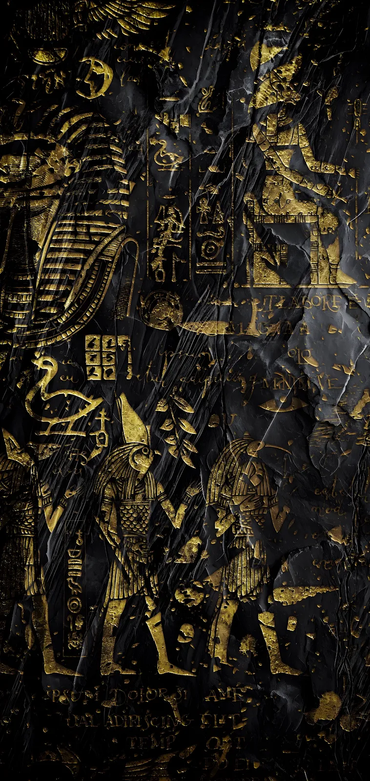 Egyptian Hieroglyphs, Ancient Egypt, Gold, Stone Carving 2K iPhone Wallpaper Background (1940x4096)