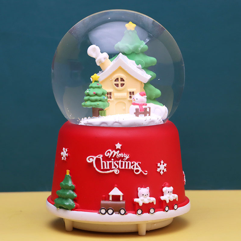 Christmas music box snow globe with music and light