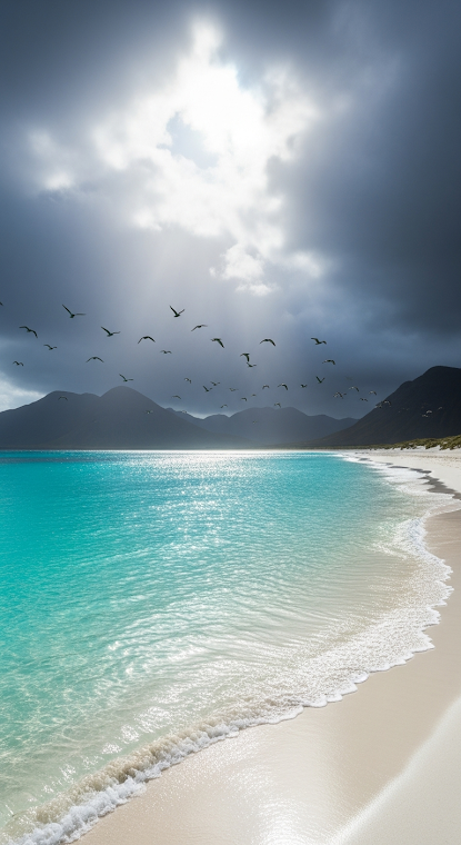 Stormy Beach with Turquoise Water