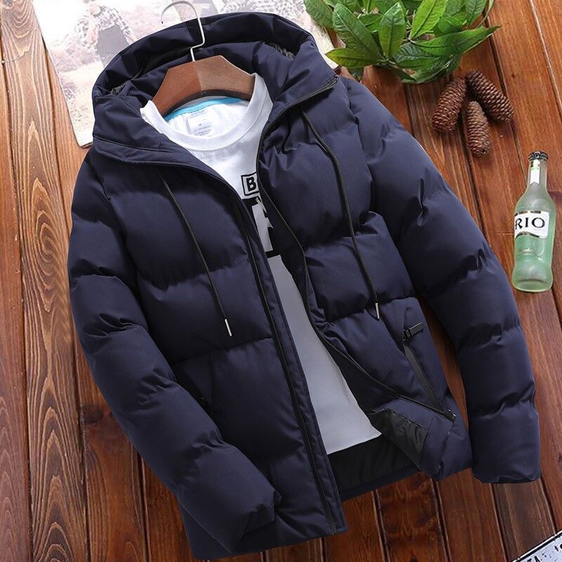 Lined men's winter jacket with hood