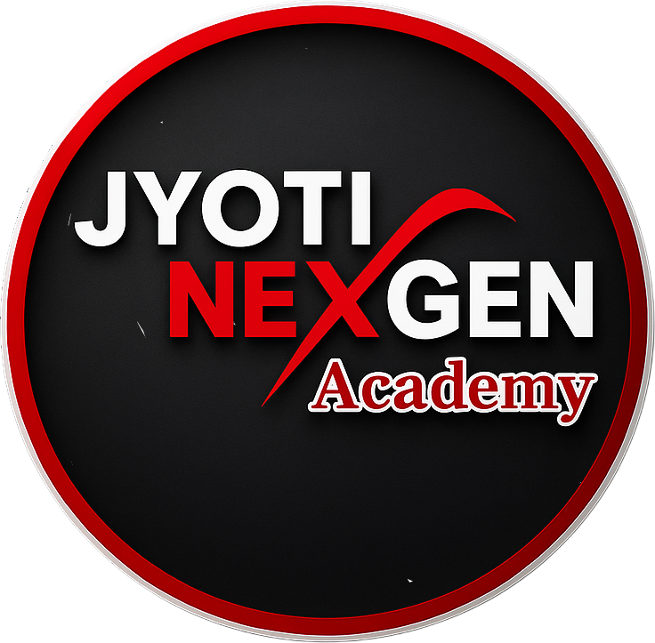 Jyoti NexGen Academy logo with tagline Focused Learning, Proven Results
