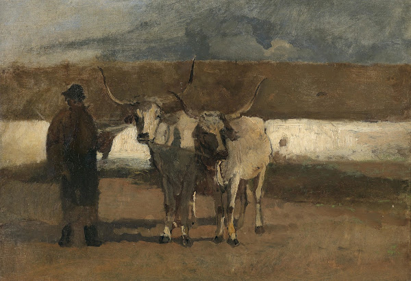 Bauer mit Ochsengespann