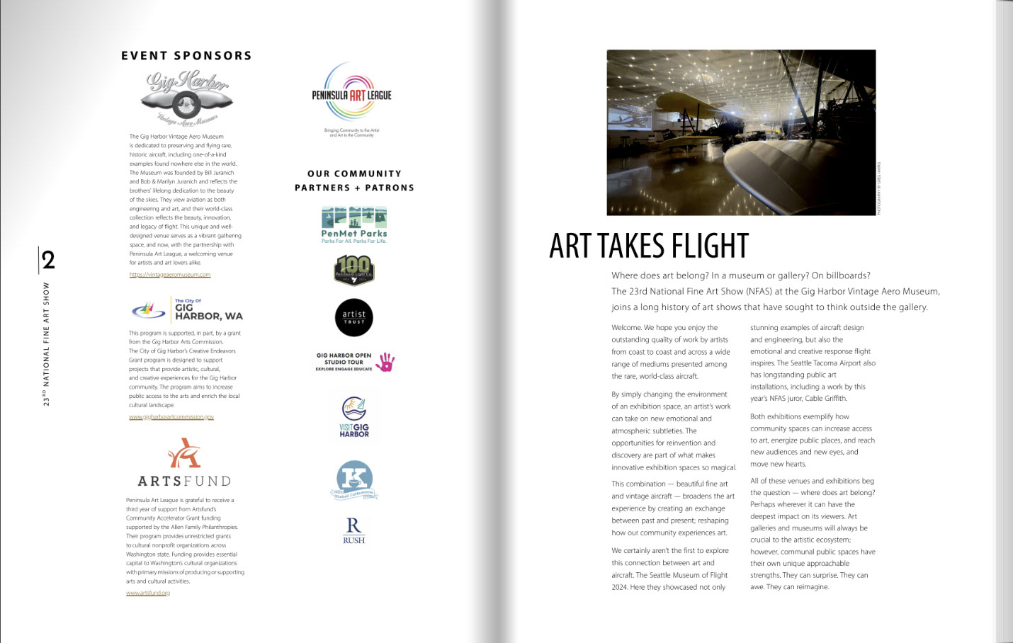 screenshot of sponsors and partners of National Fine Art Show catalog