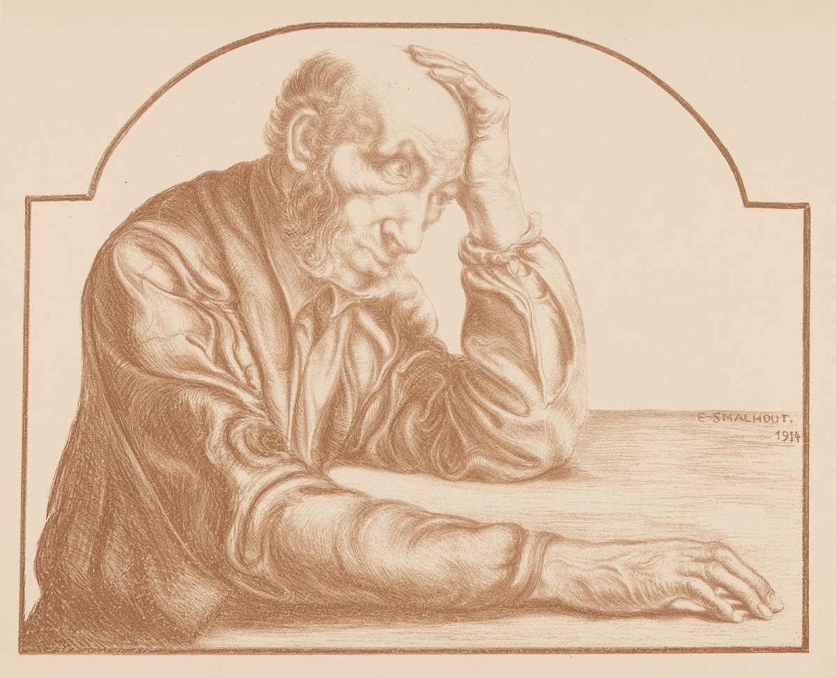 Oude man aan tafel 1914