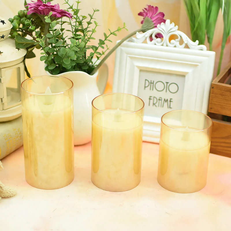 LED Real Wax Candle with Glass Case and Remote Control