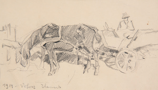 Koń przy chłopskiej furze 1914