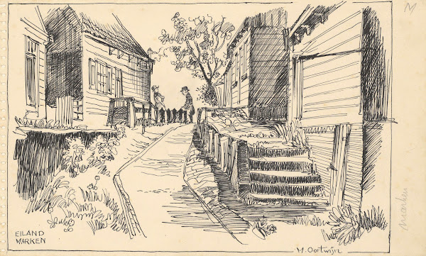 Gezicht in het dorp Marken 1947