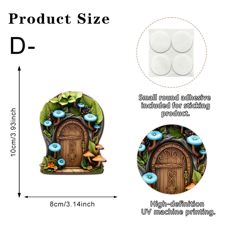 Decorative 2D fairy door made of pine wood for garden and home