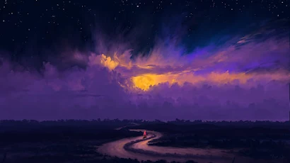 Digital Painting, Landscape, Night, Sky, Moon Full HD Wallpaper Background