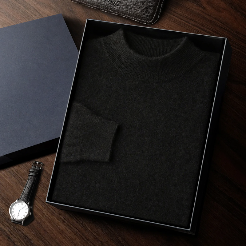 Simple Half-Collar Sweater for Men