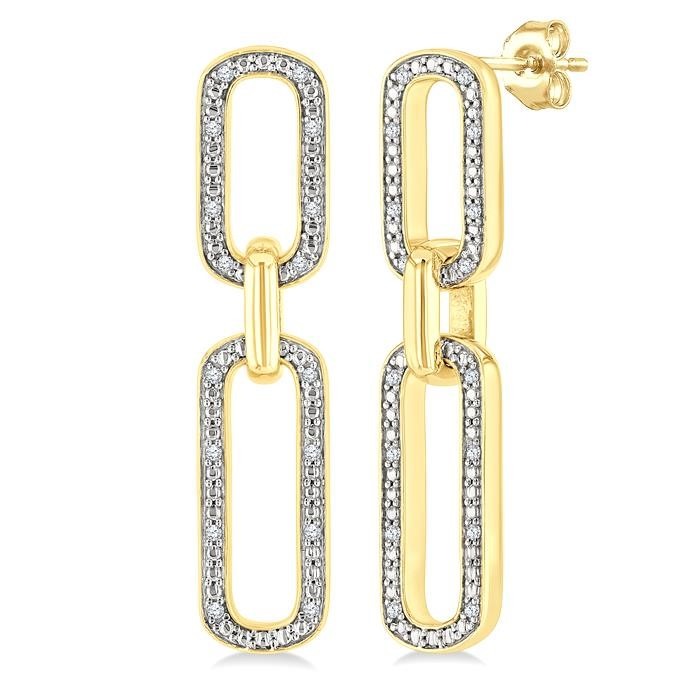 Gold Vermeil Bold Paperclip Diamond Fashion Earrings 89978DHSSSLER-GV