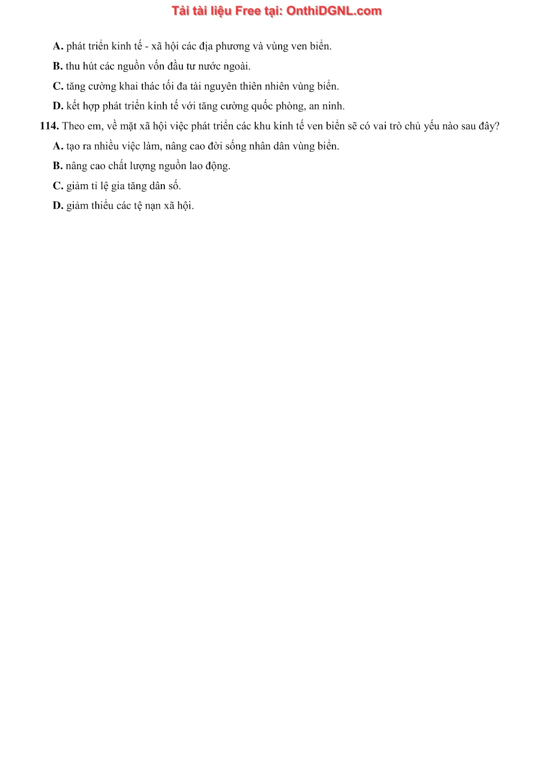 250 bài tập môn Địa Lý - Ôn thi ĐGNL ĐHQG TP HCM Phần 15