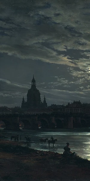 Moonlit, Night, River, Cityscape 4K Wallpaper Background