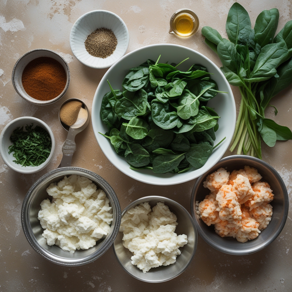 Ingredients for 20-Minute Spinach Ricotta Bites Recipe – Irresistibly Easy Appetizer for Quick Snacking