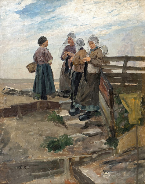 Holländische Fischerfrauen am Strand