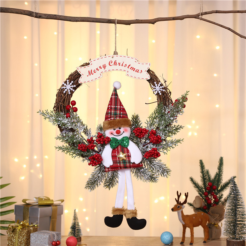 Weihnachtskranz mit Cartoon-Figur und Zweig-Optik