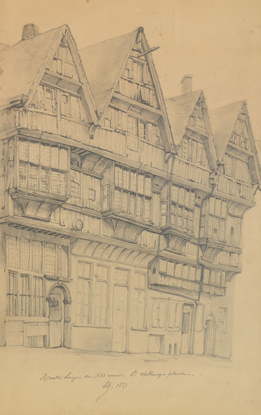 Houten huizen der XVI eeuw Sint Walburgisplein 1837