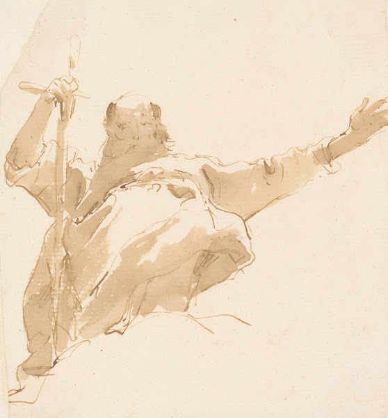 Old Man Holding a Sword His Left Arm Outstretched ca 174257