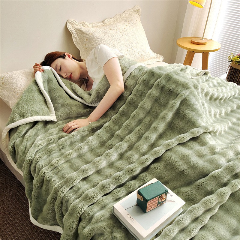 Fluffy Milk Fiber Fleece Blanket, extra thick