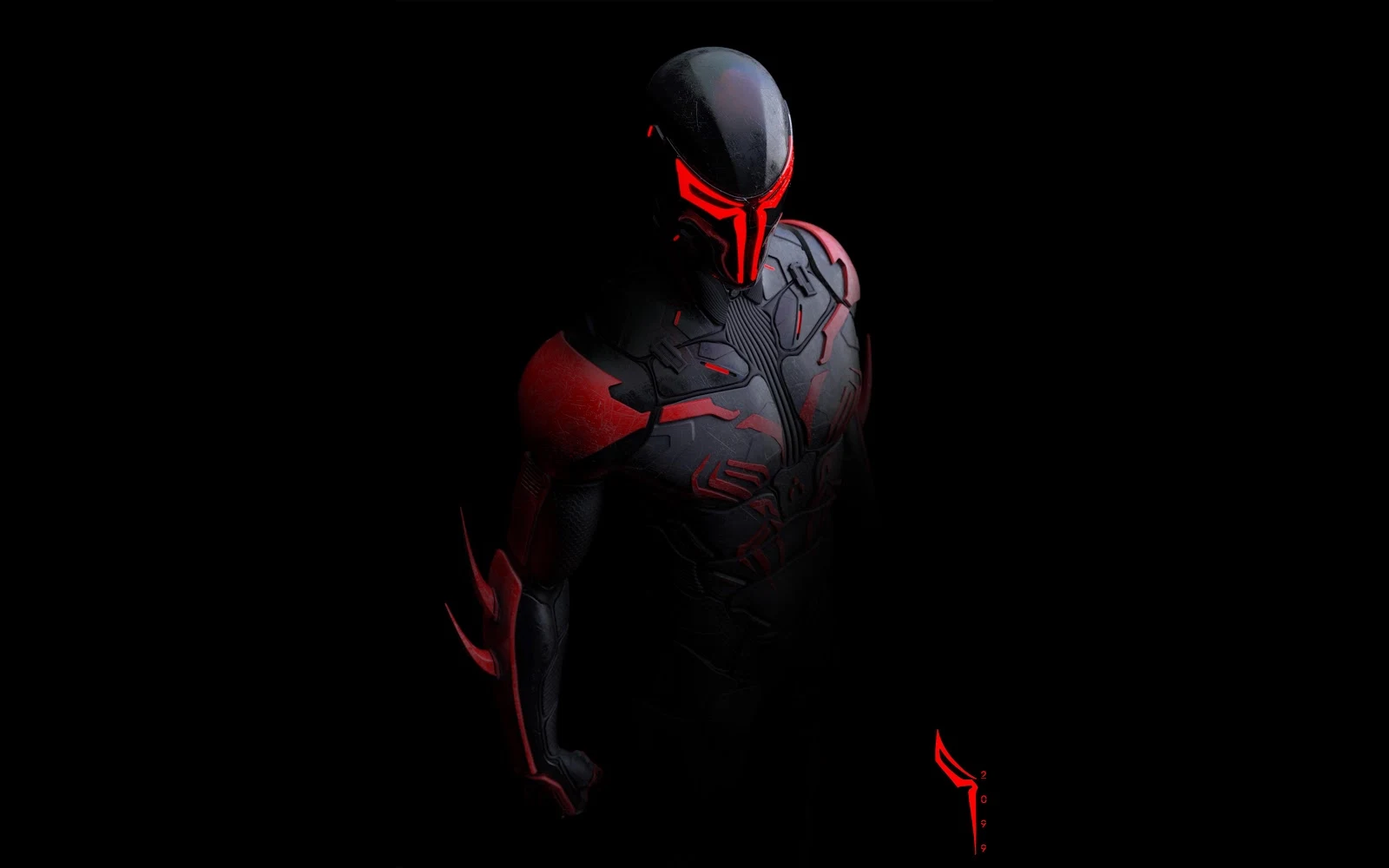 Spider-Man 2099 Cybernetic Suit - Digital 3D Art 8K Wallpaper (7680x4800)