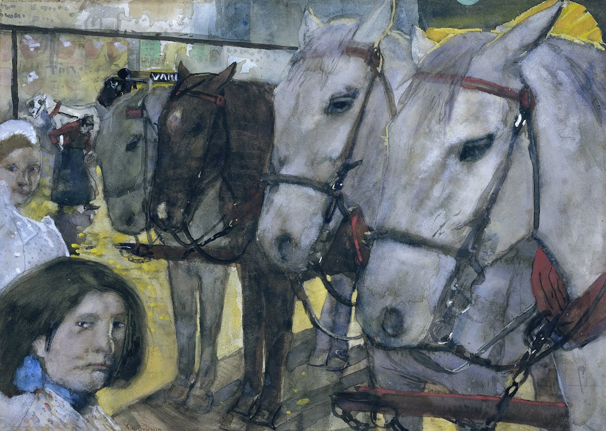 Trampaarden op de Dam te Amsterdam 1893