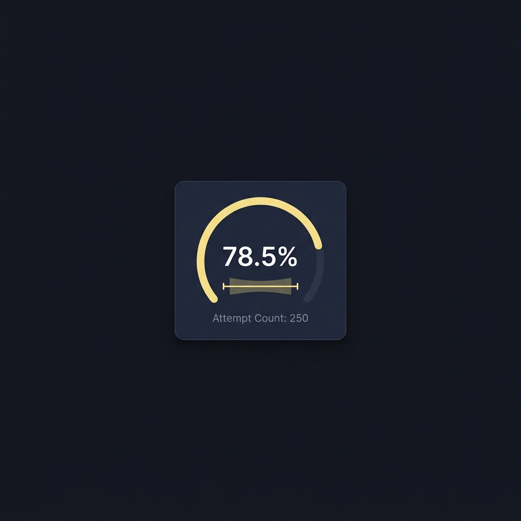Why Small Samples Matter in Fighter Statistics minimalist dashboard mockup showing fighter win rate with error bar and attempt count on dark Funded Plays background