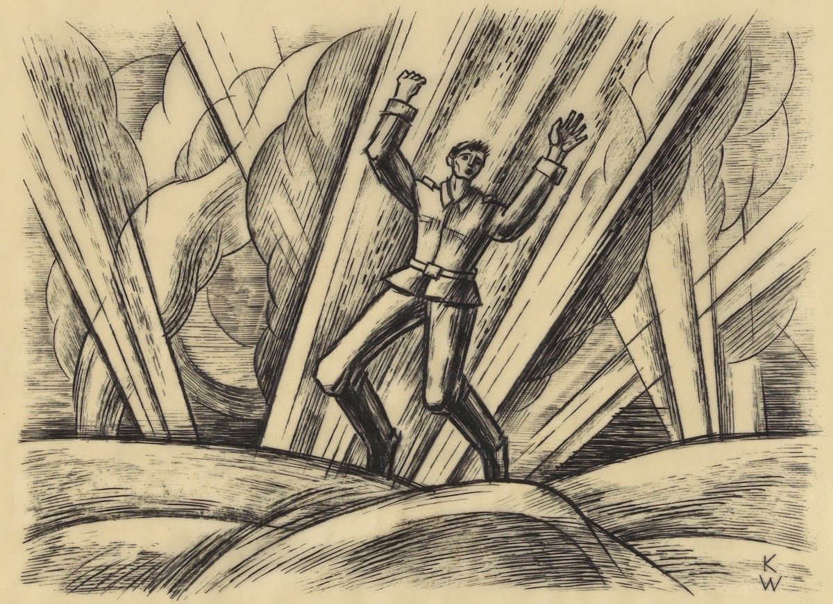 Herr Knopp durchschreitet einen Raum 1876