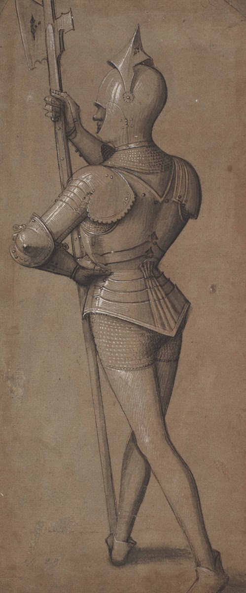 Knight in Armor Holding a Halberd c 1500