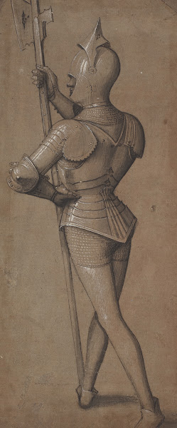 Knight in Armor Holding a Halberd c 1500