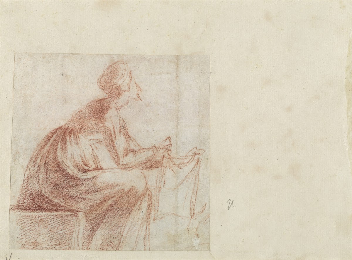 Woman Seated with a Piece of Cloth verso c 1521 1522