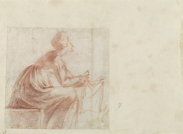 Woman Seated with a Piece of Cloth verso c 1521 1522