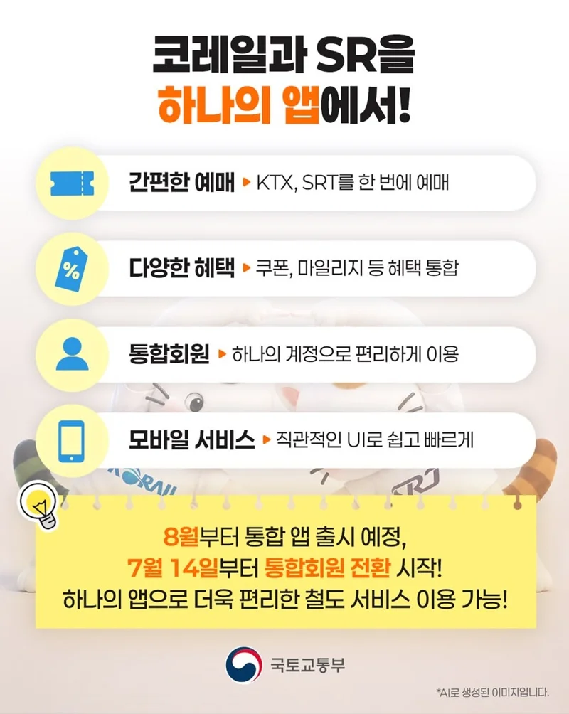 KTX SRT 통합 혜택 안내 카드