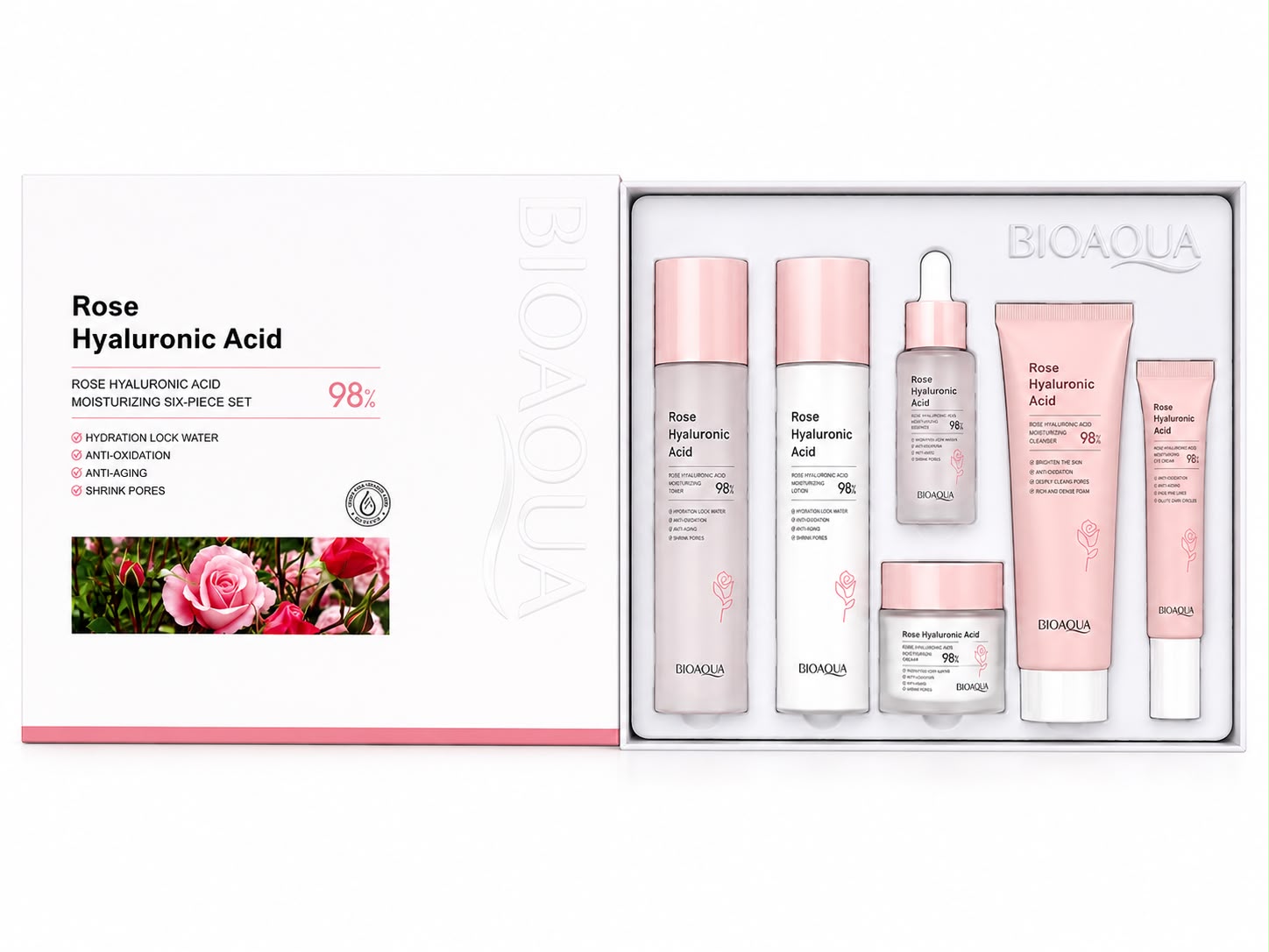 Bioaqua Rose Hyaluronic Acid Moisturizing Six-Piece Set