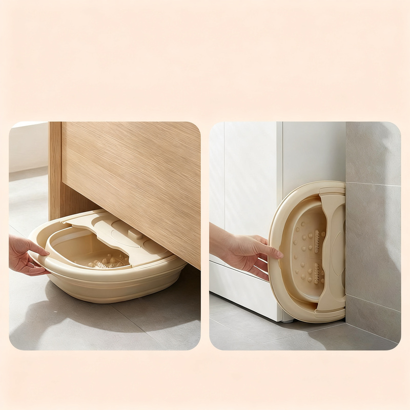 Foldable foot bath with massage function