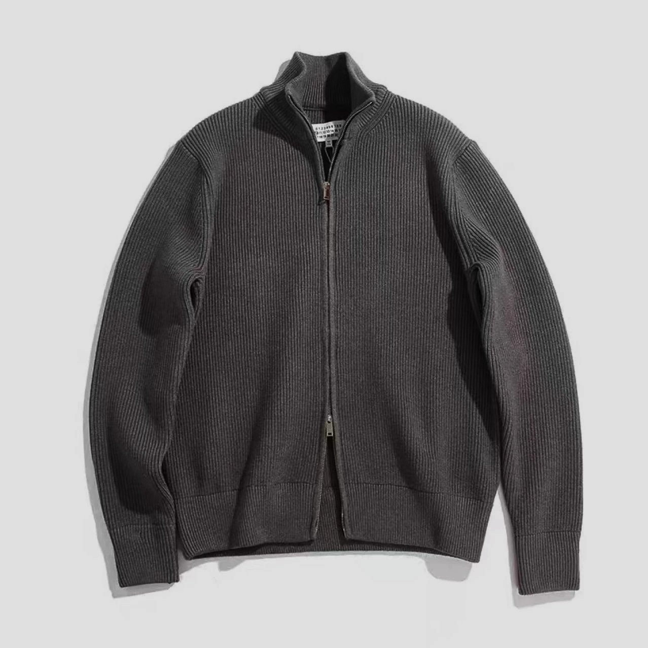 Unisex cardigan with turtleneck and double zipper