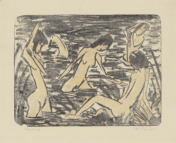 Sitzende und vier Badende I 1914  1918