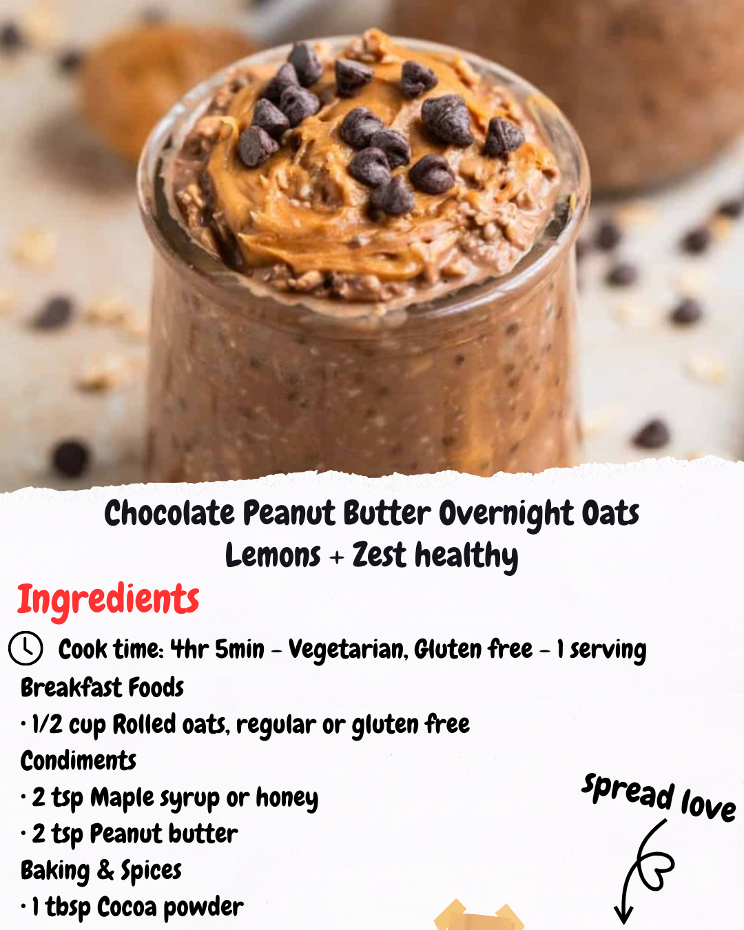 Chocolate Peanut Butter Overnight Oats Lemons + Zest healthy